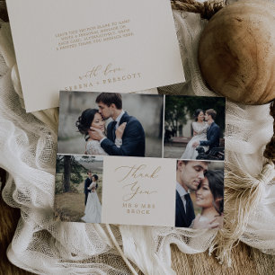 Delicate Gold and Cream 4 Photo Template Thank You