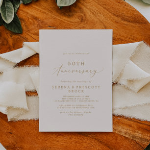 Delicate Gold and Cream 50th Wedding Anniversary Invitation