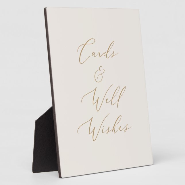 Delicate Gold and Cream Cards and Well Wishes Plaque (Side)