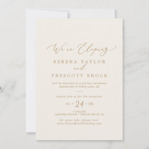 Delicate Gold and Cream Elopement Reception Invitation