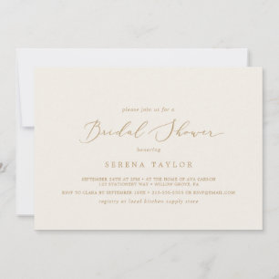 Delicate Gold and Cream Horizontal Bridal Shower Invitation