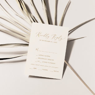 Delicate Gold and Cream Menu Choice RSVP Card