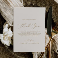 Delicate Gold and Cream Thank You Reception Card
