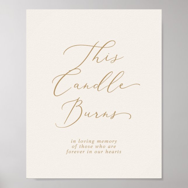 Delicate Gold and Cream This Candle Burns Memorial Poster (Front)
