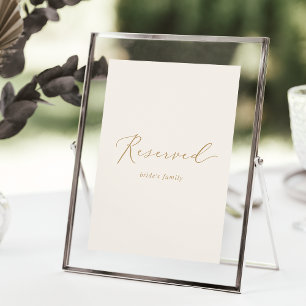 Delicate Gold and Cream Vertical Reserved Sign