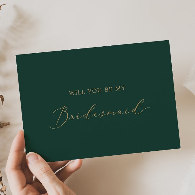 Delicate Gold and Green Bridesmaid Proposal Card (Creator Uploaded)