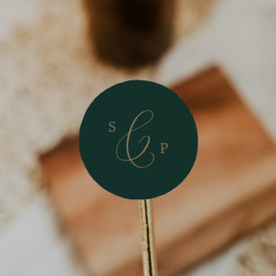 Delicate Gold and Green Monogram Envelope Seals