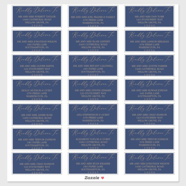 Delicate Gold and Navy Guest Address Labels (Sheet)