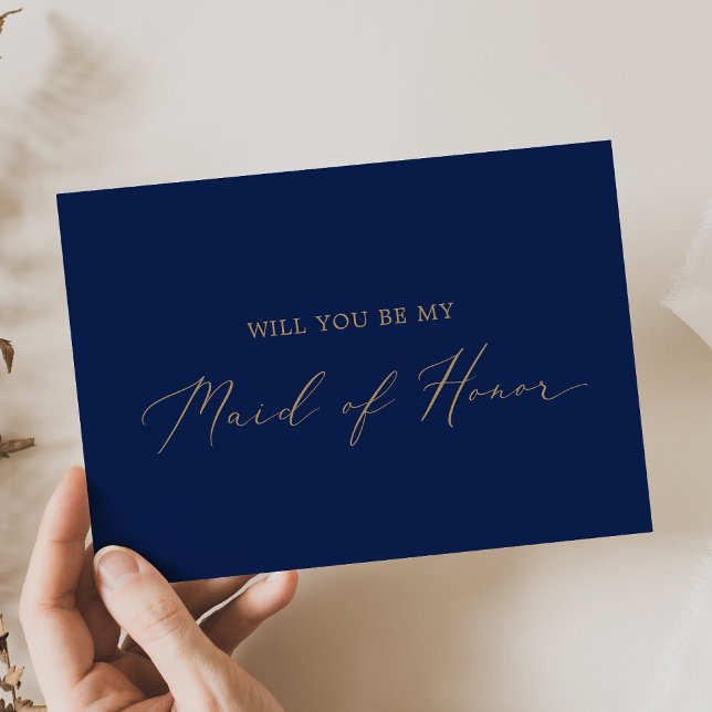 Delicate Gold and Navy Maid of Honour Proposal Car Invitation (Creator Uploaded)