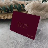 Delicate Gold Burgundy Menu Head Table Place Cards