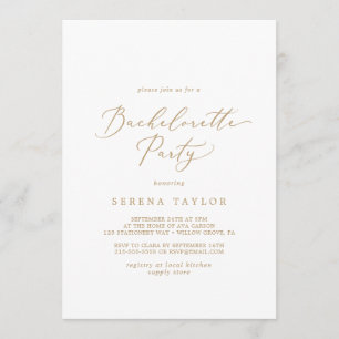 Delicate Gold Calligraphy Bachelorette Party Invitation