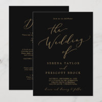 Delicate Gold Calligraphy Black All In One Wedding