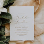 Delicate Gold Calligraphy Bridal Luncheon Invitation<br><div class="desc">This delicate gold calligraphy bridal luncheon invitation is perfect for a modern bridal shower. The romantic minimalist design features lovely and elegant champagne golden yellow typography on a white background with a clean and simple look.</div>