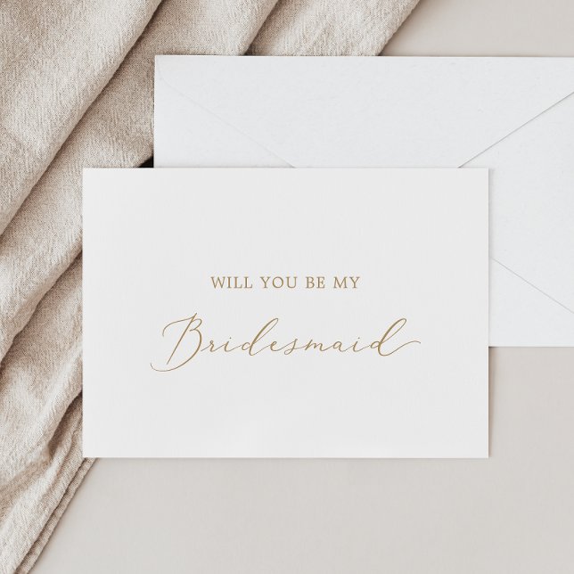 Delicate Gold Calligraphy Bridesmaid Proposal Card (Creator Uploaded)