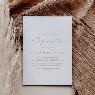 Delicate Gold Calligraphy Confirmation Invitation