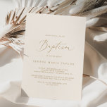 Delicate Gold Calligraphy | Cream Baptism Invitation<br><div class="desc">This delicate gold calligraphy cream baptism invitation is perfect for a modern baby baptism. The romantic minimalist design features lovely and elegant champagne golden yellow typography on an ivory cream background with a clean and simple look.</div>