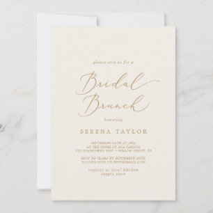 Delicate Gold Calligraphy   Cream Bridal Brunch Invitation