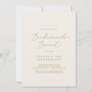 Delicate Gold Calligraphy Cream Bridesmaids Brunch Invitation