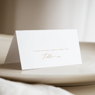 Delicate Gold Calligraphy Cream Folded Wedding Place Card