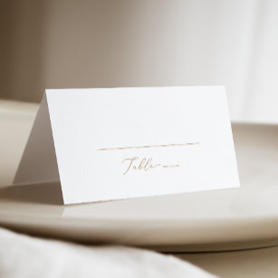 Delicate Gold Calligraphy   Cream Folded Wedding Place Card