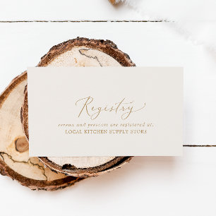 Delicate Gold Calligraphy   Cream Gift Registry Enclosure Card
