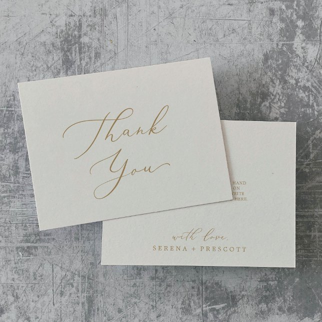 Delicate Gold Calligraphy | Cream Thank You Card (Creator Uploaded)