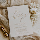 Delicate Gold Calligraphy | Cream The Wedding Of Invitation<br><div class="desc">This delicate gold calligraphy cream wedding invitation is perfect for a modern wedding. The romantic minimalist design features lovely and elegant champagne golden yellow typography on an ivory cream background with a clean and simple look.</div>