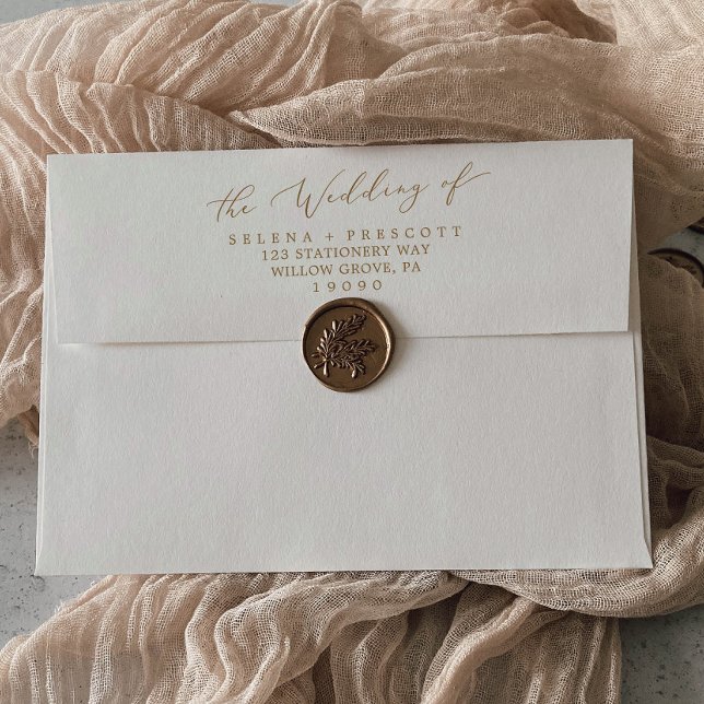 Delicate Gold Calligraphy Cream Wedding Invitation Envelope (Creator Uploaded)