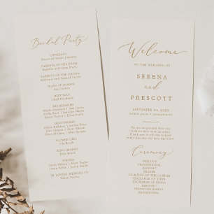 Delicate Gold Calligraphy   Cream Wedding Program