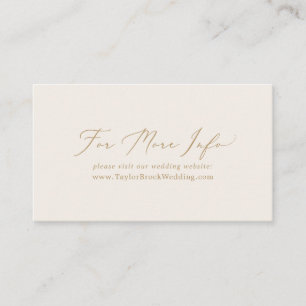 Delicate Gold Calligraphy   Cream Wedding Website Enclosure Card