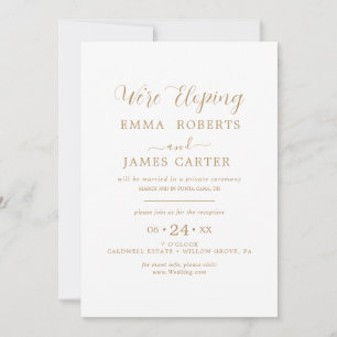 Delicate Gold Calligraphy   Elopement Reception  Invitation