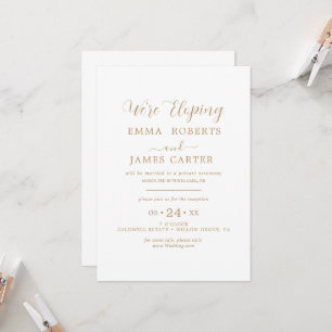 Delicate Gold Calligraphy   Elopement Reception  Invitation