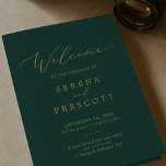 Delicate Gold Calligraphy | Green Folded Wedding Program<br><div class="desc">This delicate gold calligraphy green folded wedding program is perfect for a modern wedding. The romantic minimalist design features lovely and elegant champagne golden yellow typography on an emerald green background with a clean and simple look.</div>