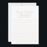Delicate Gold Calligraphy Lined Family Traditions Advice Card<br><div class="desc">This delicate gold calligraphy lined family traditions advice card is perfect for a modern wedding and can be used for any event. The romantic minimalist design features lovely and elegant black typography on a white background with a clean and simple look. These advice cards can be used as a guestbook...</div>