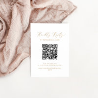 Delicate Gold Calligraphy QR Code Wedding RSVP