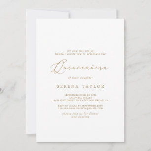 Delicate Gold Calligraphy Quinceañera Invitation