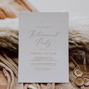 Delicate Gold Calligraphy Retirement Party Invitation