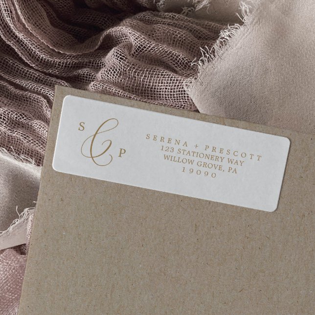 Delicate Gold Calligraphy Return Address Label (Creator Uploaded)