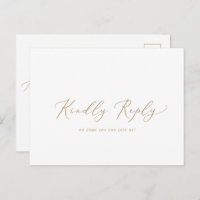 Delicate Gold Calligraphy Song RSVP Postcard
