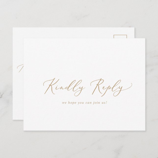 Delicate Gold Calligraphy Song RSVP Postcard (Front/Back)