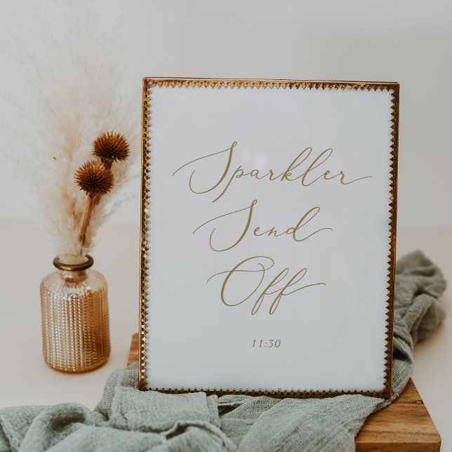Delicate Gold Calligraphy Sparkler Send Off Poster (Creator Uploaded)