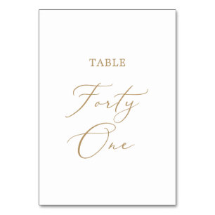 Delicate Gold Calligraphy Table Forty One Number