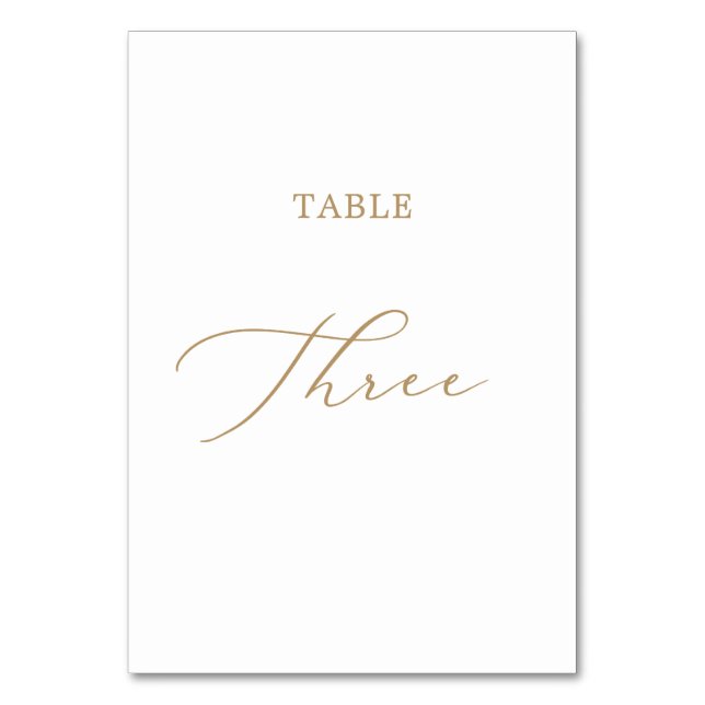 Delicate Gold Calligraphy Table Three Table Number (Front)