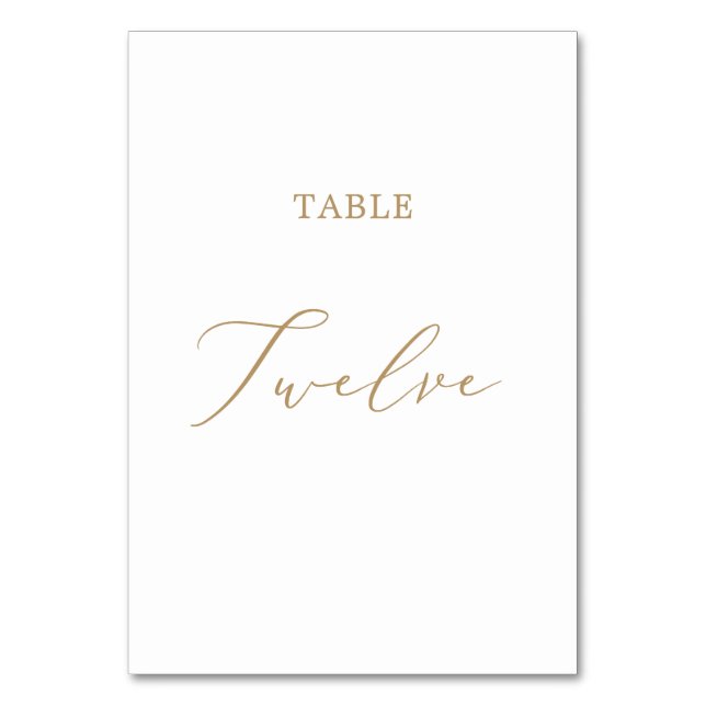 Delicate Gold Calligraphy Table Twelve Number (Front)