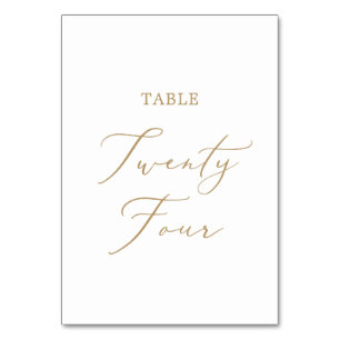 Delicate Gold Calligraphy Table Twenty Four Table Number