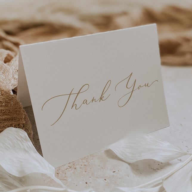 Delicate Gold Calligraphy Thank You Card (Creator Uploaded)