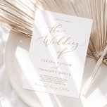 Delicate Gold Calligraphy The Wedding Of Invitation<br><div class="desc">This delicate gold calligraphy wedding invitation is perfect for a modern wedding. The romantic minimalist design features lovely and elegant champagne golden yellow typography on a white background with a clean and simple look.</div>