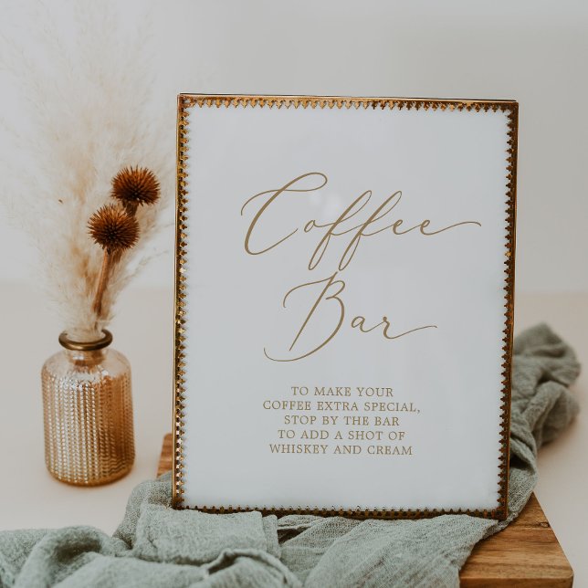 Delicate Gold Calligraphy Wedding Coffee Bar Poster (Creator Uploaded)
