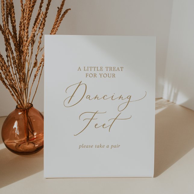 Delicate Gold Calligraphy Wedding Dancing Feet Pedestal Sign (Creator Uploaded)