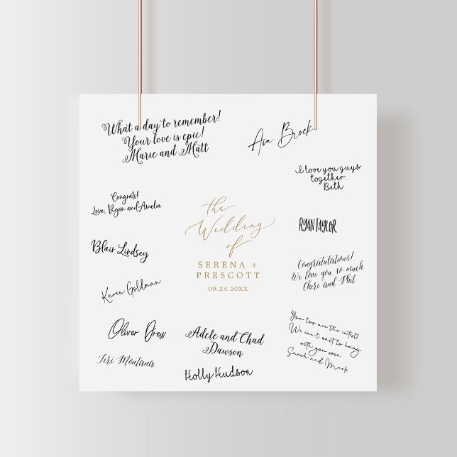 Delicate Gold Calligraphy Wedding Guest Signing Poster (Creator Uploaded)